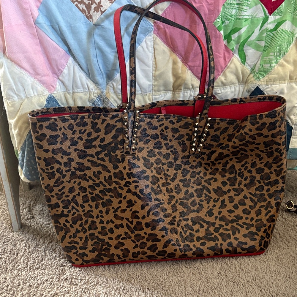 Christian Louboutin Cabata large leopard-print leather tote bag